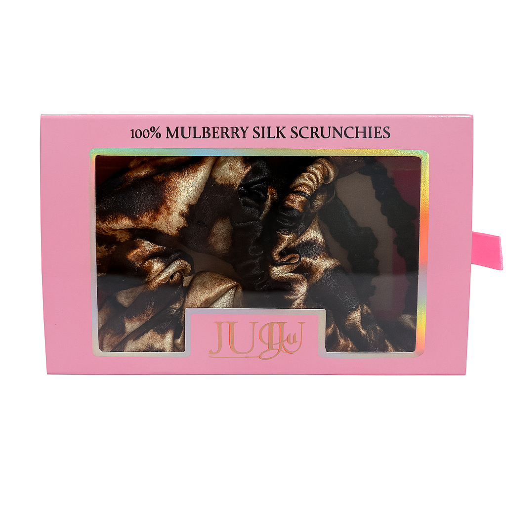 Leopard Luxe Silk Scrunchie Set