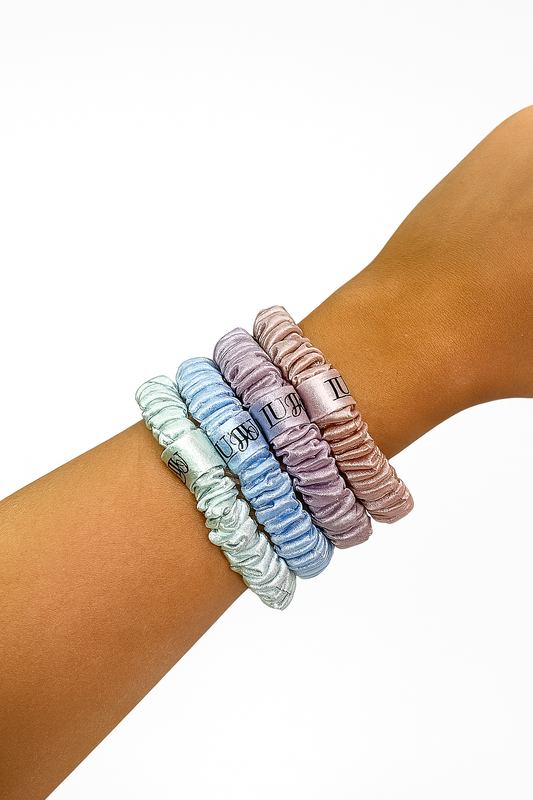Pastel Skinny Silk Scrunchie Set